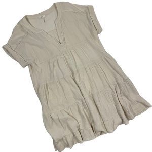 entro Baby Doll Dress 100% Cotton Ecru Cream Gauzy Boho Womens Size Large